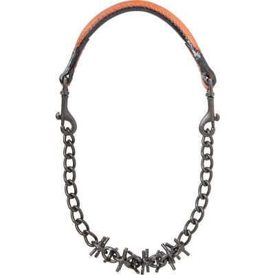 Weaver Leather Leather Oil-Rubbed Pronged Chain Goat Collar, 24 in., 12 in. Chain, 3-1/2in. of Blunt 1/4in. Prongs