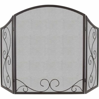 Pleasant Hearth Iris Scroll Metal Fireplace Screen