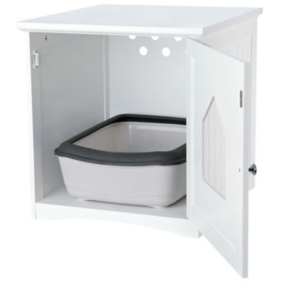 Image showing  Litter Box Enclosure, Hidden Kitty Litter Box Cabinet, Furniture Style, White