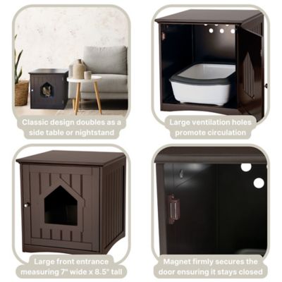 Image showing  Furniture-Style Cat Litter Box Enclosure Cabinet, Espresso-Brown