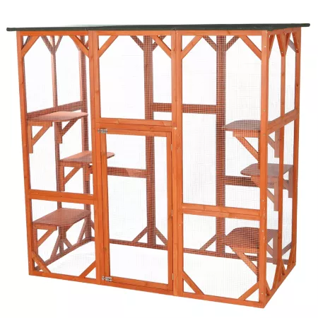 TRIXIE Outdoor Catio Cat Enclosure with Roof Large Cat Playpen with Platforms Cat House Cat Cage 71 Inch Enclosure Catios