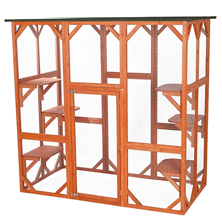 TRIXIE Outdoor Catio, Cat Enclosure with Roof, Large Cat Playpen with Platforms, Cat House, Cat Cage, Run-71 Inch