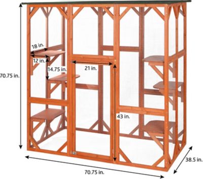 Image showing  Outdoor Catio, Cat Enclosure with Roof, Large Cat Playpen with Platforms, Cat House, Cat Cage, Run-71 Inch