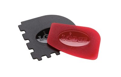 Lodge Pan Scraper Set with 1 Black Grill Pan Scraper and 1 Red Pan Scraper