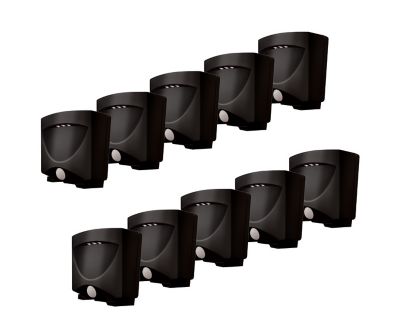 MAXSA Innovations Battery-Powered Motion-Activated Outdoor Night Wall Lights, 10-Pack