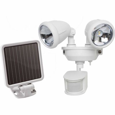 MAXSA Innovations Solar-Powered Dual Head LED Security Light, Off White