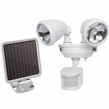 MAXSA Innovations Solar Powered Dual Head LED Security Light 160 Lumens Off-White Security Lights