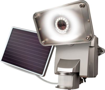 MAXSA Innovations Solar-Powered Motion-Activated Bright Security Floodlight, 20 SMT LEDs, Silver