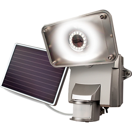 MAXSA Innovations Solar-Powered Motion-Activated Bright Security Floodlight, 20 SMT LEDs, Silver