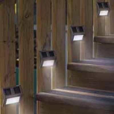 Image showing  Metal Solar Deck Lights, Stainless Steel, 4-Pack