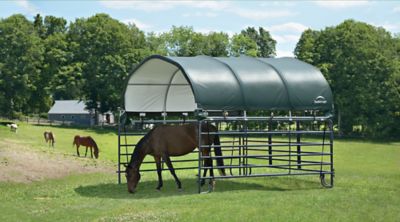 Image showing  12 ft. x 12 ft. x 5.5 ft. Corral Livestock Shelter, Green/Gray, 147.1 sq. ft. Area, 604 cu. ft. Storage Volume