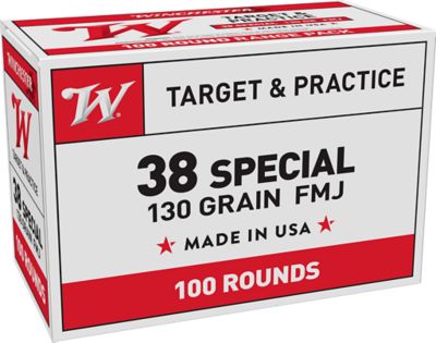 Winchester Ammo USA Value Pack .38 Special 130-Grain Full Metal Jacket Handgun Ammunition, 100 Rounds