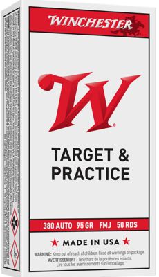 Winchester Ammo USA .380 ACP 95-Grain Full Metal Jacket Handgun Ammunition, 50 Rounds