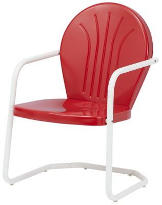 Image showing  Retro Metal Patio Chair, 23.4 x 24.8 x 34.4in., Red