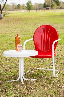 Image showing  Retro Metal Patio Chair, 23.4 x 24.8 x 34.4in., Red