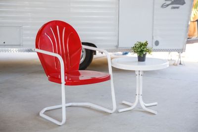 Image showing  Retro Metal Patio Chair, 23.4 x 24.8 x 34.4in., Red