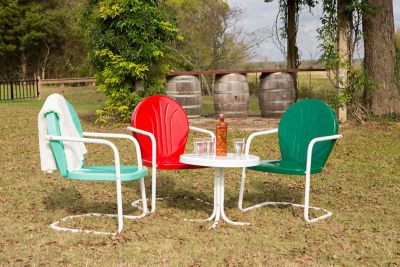 Image showing 5 th Leigh Country Retro Metal Patio Chair, 23.4 x 24.8 x 34.4in., Red