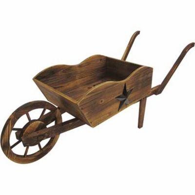 Leigh Country Wood Charred Wheelbarrow Planter I'm so glad i ordered this sturdy wheelbarrow!  Its perfect for a garden display and so cute