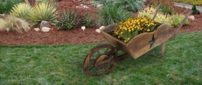 Image showing  Wood Charred Wheelbarrow Planter