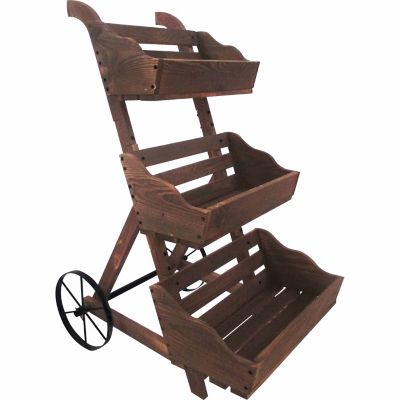 Leigh Country Wood Charred 3-Tiered Garden Cart Planter