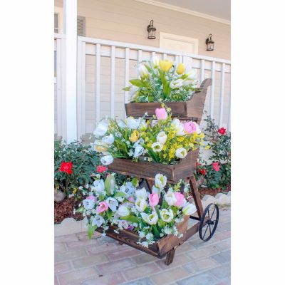 Image showing  10 lb. Wood Charred 3-Tier Garden Cart Planter