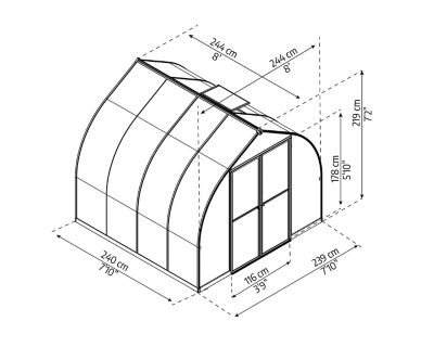 Image showing  8 ft. L x 8 ft. W Silver Canopia I Bella Greenhouse