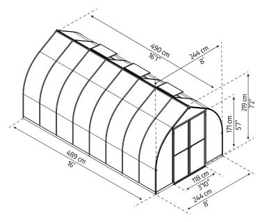 Image showing  8 ft. x 16 ft. Silver Canopia I Bella Hobby Greenhouse