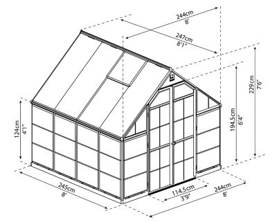 Image showing  8 x 8ft. Balance Hobby Greenhouse, Green