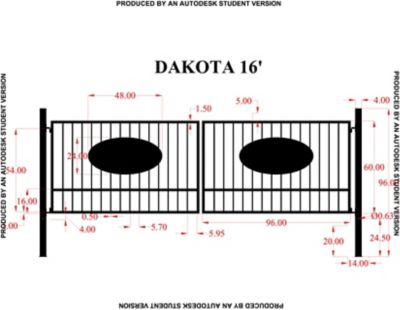 Image showing  16 ft. x 5 ft. Dakota Gate with Oval Inserts