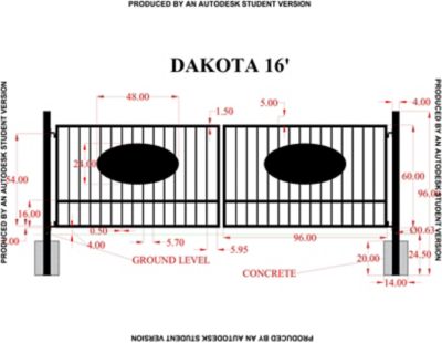 Image showing  16 ft. x 5 ft. Dakota Gate with Oval Inserts