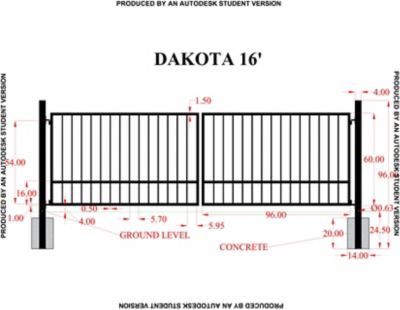 Image showing  16 ft. x 5 ft. Dakota Gate with Finials