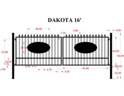 Image showing  16 ft. x 5 ft. Dakota Gate with Oval Inserts and Finials
