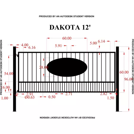 Gate Builders 12' x 5' Dakota Gate with Oval Inserts Driveway Gates