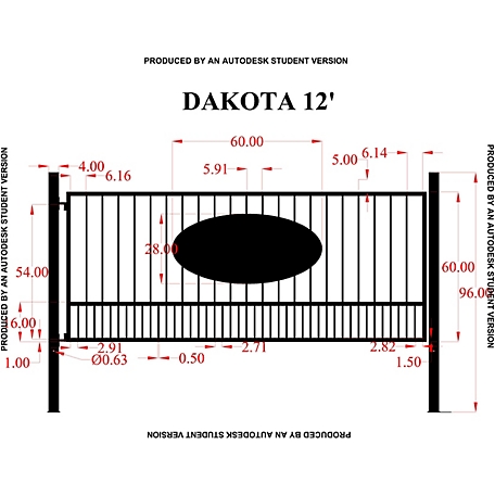 Gate Builders 12 ft. x 5 ft. Dakota Gate with Oval Inserts