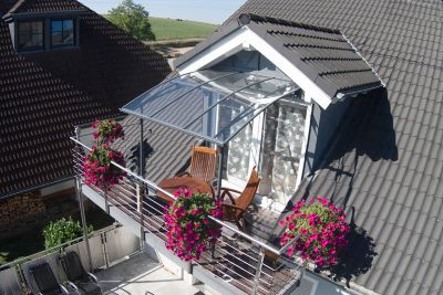 Image showing  78.9 in. x 79.7 in. Vega 2000 Awning, Gray/Clear