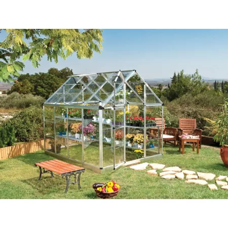 Canopia by Palram Canopia I Snap and Grow 6 ft L x 8 ft W Silver Greenhouse Hobby Greenhouses