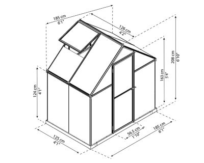 Image showing  4 ft. L x 6 ft. W Silver I Mythos Hobby Greenhouse