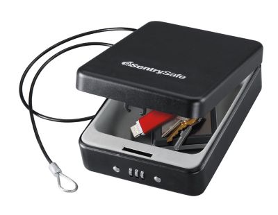 Image showing  0.05 cu. ft. Portable Safe Box with Tether Cable and Combination Lock