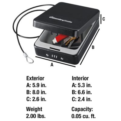 Image showing  0.05 cu. ft. Portable Safe Box with Tether Cable and Combination Lock