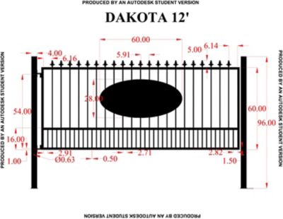 Image showing  12 ft. x 5 ft. Dakota Gate with Oval Inserts and Finials