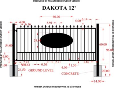 Image showing  12 ft. x 5 ft. Dakota Gate with Oval Inserts and Finials