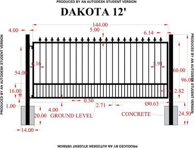 Image showing  12 ft. x 5 ft. Dakota Gate with Finials