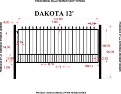 Image showing  12 ft. x 5 ft. Dakota Gate with Finials