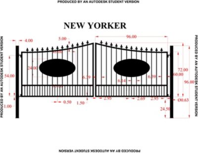 Image showing  16 ft. x 6 ft. New Yorker Gate with Oval Inserts and Finials