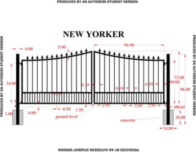 Image showing  16 ft. x 6 ft. New Yorker Gate with Finials