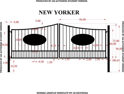 Image showing  16 ft. x 6 ft. New Yorker Gate with Oval Inserts