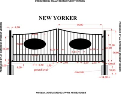 Image showing  16 ft. x 6 ft. New Yorker Gate with Oval Inserts