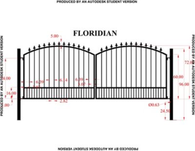 Image showing  16 ft. x 6 ft. Floridian Gate with Finials