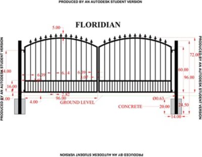Image showing  16 ft. x 6 ft. Floridian Gate with Finials