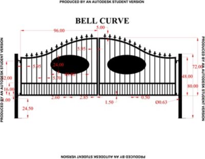 Image showing  16 ft. x 6 ft. Southern Belle Curve Gate with Oval Inserts and Finials
